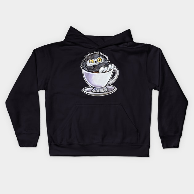 Snowy owl poof in a teacup Kids Hoodie by BiancaRomanStumpff